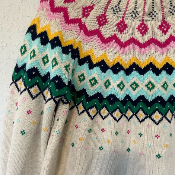 Crown Ivy Colorful Fair Isle knit Sweater, Cozy Crewneck, Size Petite Large - Picture 3 of 7